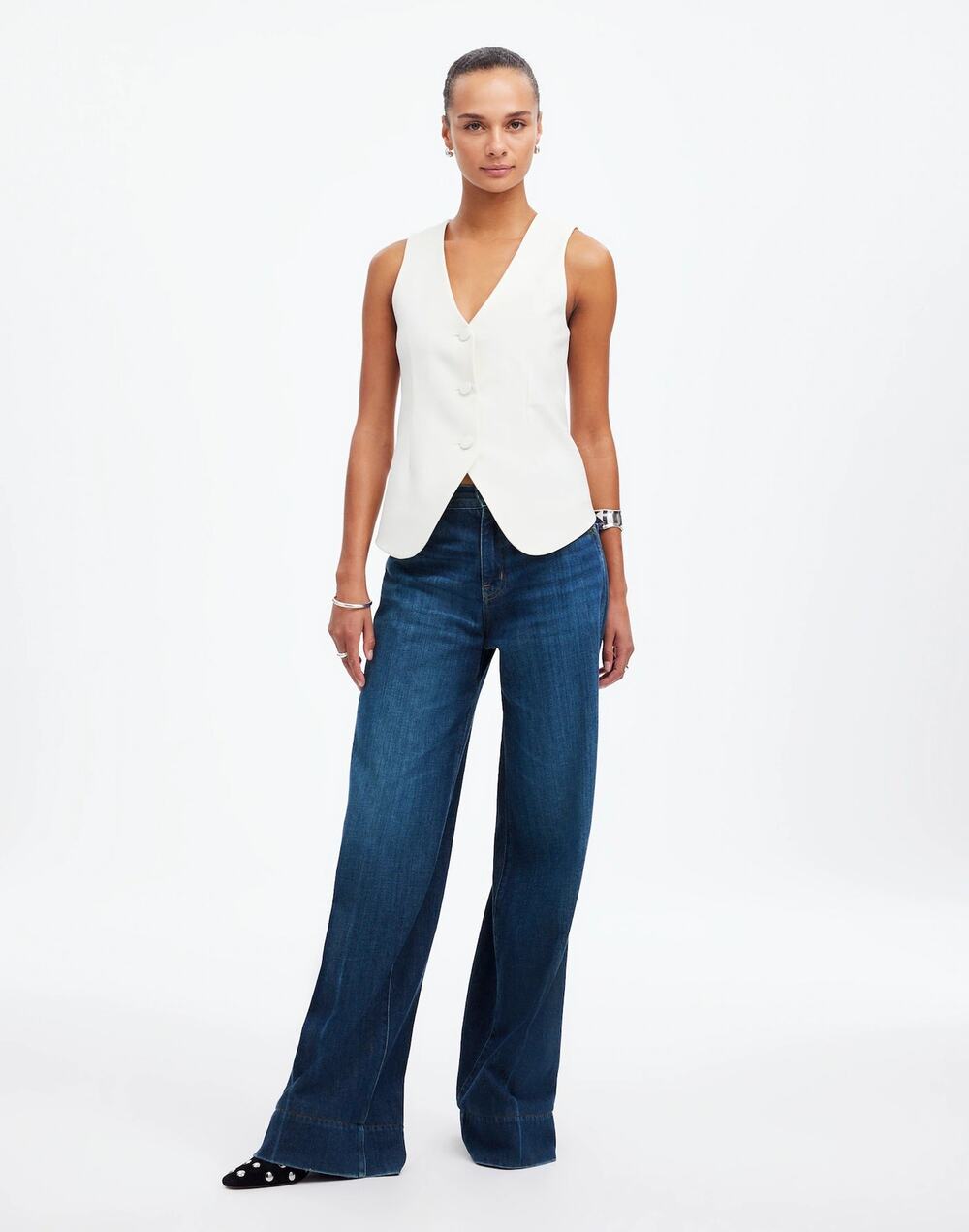 Madewell Super Wide Leg Jeans Soft Drape Denim Ellsworth Wash Size 24 NWT